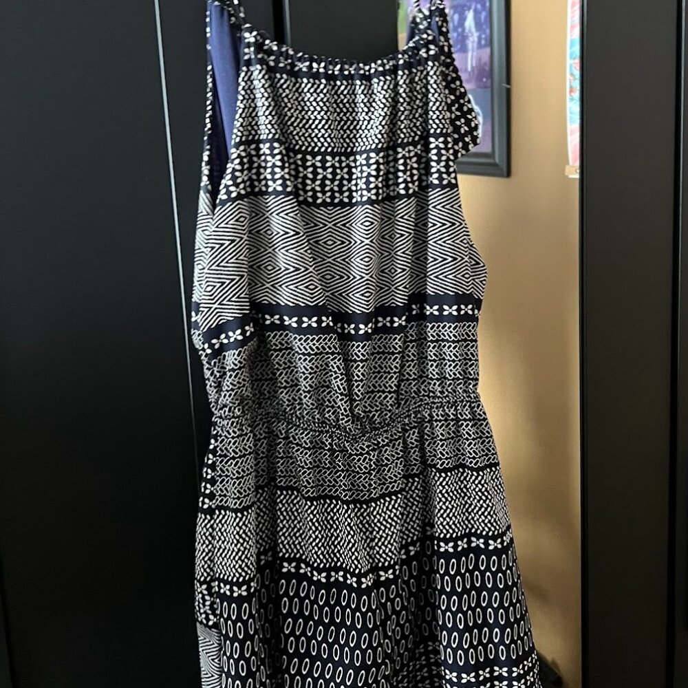 Vintage Francesca's Spaghetti Strap Navy/White Romper Size Medium